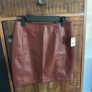0 Chestnut Soft Leather Skirt